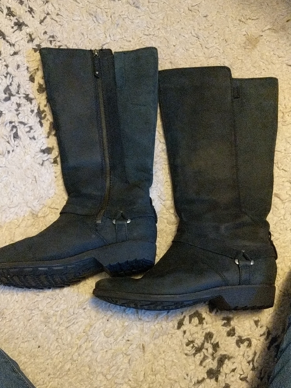 Teva De La Vina Dos Tall Waterproof Black Leather Harness Boots Size 9 - Picture 1 of 8